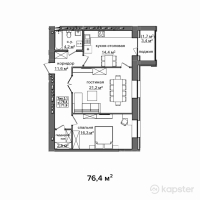 ЖК Байсанат 3 — 2-ком 76.4 м² (от 25,594,000 тг)