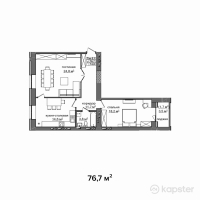 ЖК Байсанат 3 — 3-ком 76.7 м² (от 25,694,500 тг)