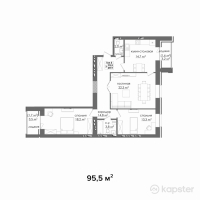 ЖК Байсанат 3 — 3-ком 95.5 м² (от 31,992,500 тг)