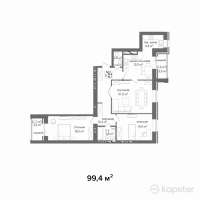 ЖК Байсанат 3 — 3-ком 99.4 м² (от 33,299,000 тг)