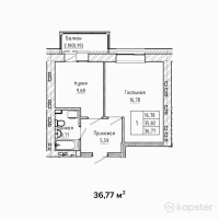 ЖК Onyx 2 — 1-ком 36.8 м² (от 11,766,500 тг)