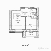 ЖК Onyx 2 — 1-ком 37.7 м² (от 12,076,800 тг)