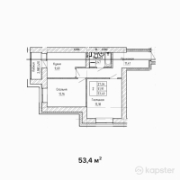 ЖК Onyx 2 — 2-ком 53.4 м² (от 17,088,000 тг)