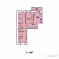 ЖК Riviera — 3-ком 91,1 м² (от 21 864 000 тг)