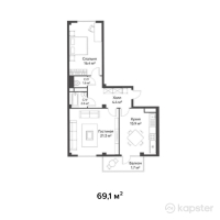 ЖК Швейцария — 2-ком 69.1 м² (от 35,932,000 тг)