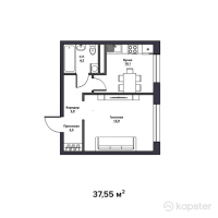 ЖК Арлан — 1-ком 37,6 м² (от 16 935 050 тг)