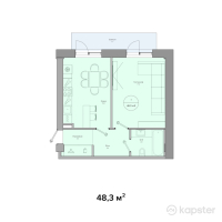ЖК Koksai Юбилейный — 1-ком 48,3 м² (null)