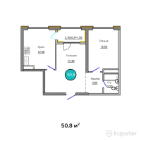 ЖК Galamat — 2-ком 50.8 м² (от 17,272,000 тг)