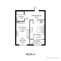 ЖК Маяк — 1-ком 45.5 м² (от 19,122,800 тг)