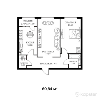 ЖК Маяк — 2-ком 60.8 м² (от 25,552,800 тг)