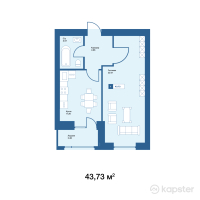 ЖК Yrys — 1-ком 43.7 м² (от 12,900,350 тг)