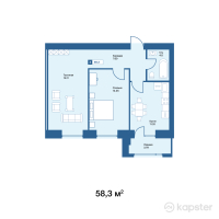 ЖК Yrys — 2-ком 58.3 м² (от 16,615,500 тг)