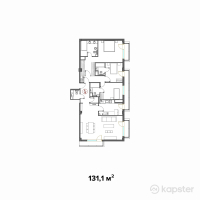 Клубный дом Abay — 4-ком 131.1 м² (от 112,090,500 тг)