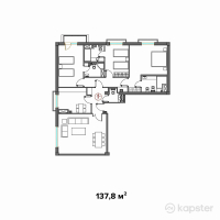 Клубный дом Abay — 4-ком 137.8 м² (от 99,216,200 тг)