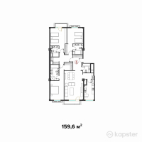 Клубный дом Abay — 4-ком 159.6 м² (от 129,276,000 тг)