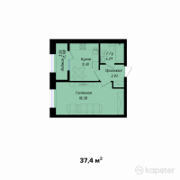 ЖК Altyn Sapa — 1-ком 37.4 м² (от 16,231,600 тг)