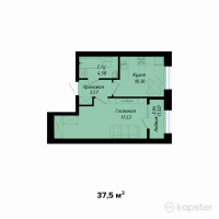 ЖК Altyn Sapa — 1-ком 37.5 м² (от 16,237,500 тг)