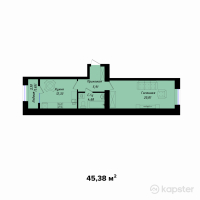 ЖК Altyn Sapa — 1-ком 45.4 м² (от 18,605,800 тг)