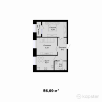 ЖК Altyn Sapa — 2-ком 56.7 м² (от 23,920,950 тг)