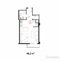 Клубный дом Abay — 1-ком 48.2 м² (от 47,718,000 тг)