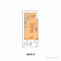 ЖК Фирдаус — 1-ком 25.5 м² (от 8,928,500 тг)