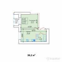 ЖК Фирдаус — 1-ком 36.2 м² (от 12,670,000 тг)