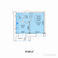 ЖК Фирдаус — 1-ком 38 м² (от 13,282,500 тг)