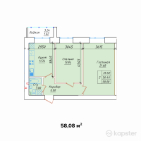 ЖК Фирдаус — 2-ком 58.1 м² (от 20,328,000 тг)