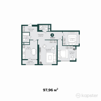 ЖК Tumar Tower Shymkent — 3-ком 98 м² (от 50,449,400 тг)