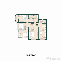 ЖК Tumar Tower Shymkent — 4-ком 125.7 м² (от 64,740,650 тг)