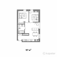 Апарт-отель Parkside Living — 2-ком 57 м² (от 76,600,000 тг)