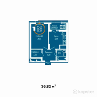 ЖК Burabay 2 — 1-ком 36.8 м² (от 13,991,600 тг)