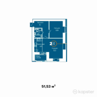 ЖК Burabay 2 — 2-ком 51.5 м² (от 19,581,400 тг)