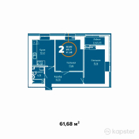 ЖК Burabay 2 — 2-ком 61.7 м² (от 23,438,400 тг)