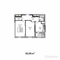 ЖК Burabay 2 — 2-ком 62.1 м² (от 23,579,000 тг)