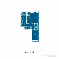 ЖК Burabay 2 — 3-ком 85.4 м² (от 32,459,600 тг)