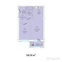 ЖК Амаль — 2-ком 54.7 м² (от 30,108,000 тг)