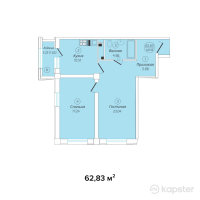 ЖК Амаль — 2-ком 62.8 м² (от 34,557,000 тг)