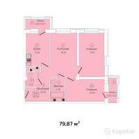 ЖК Амаль — 3-ком 79.9 м² (от 43,929,000 тг)