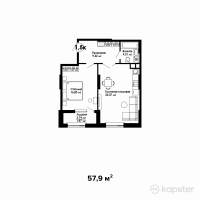 ЖК Respublika — 2-ком 57.9 м² (от 21,423,000 тг)