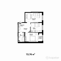 ЖК Respublika — 2-ком 72.8 м² (от 26,921,300 тг)