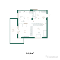 ЖК Jardin — 2-ком 60.8 м² (от 42,560,000 тг)