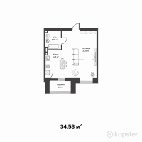 ЖК Uly Dala — 1-ком 34,6 м² (null)