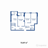 ЖК Новый город 3 — 3-ком 73 м² (null)