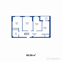 ЖК Новый город 3 — 3-ком 80,6 м² (null)