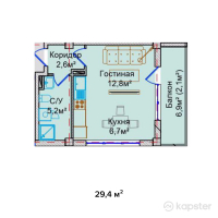 Клубный дом Pine Hill — 1-ком 26.9 м² (от 29,590,000 тг)