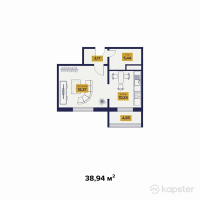 ЖК Бакытты Отбасы — 1-ком 38.9 м² (от 8,956,300 тг)