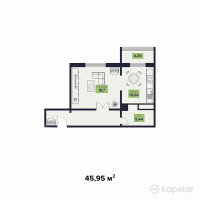 ЖК Бакытты Отбасы — 1-ком 46 м² (от 10,568,500 тг)