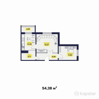 ЖК Бакытты Отбасы — 2-ком 54.4 м² (от 12,507,500 тг)