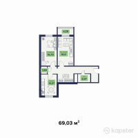 ЖК Бакытты Отбасы — 2-ком 69 м² (от 15,876,900 тг)